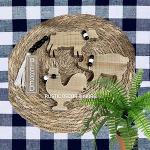 Farmhouse Cow, Pig, Chicken Wood Decor